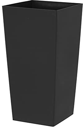 simpa 27L Large Square Milano Grande Planter Pot - BLACK Single Pot - 51cm (H) x 26.5cm (W) x 26.5cm (D)