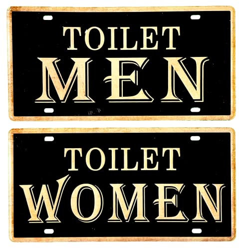 DiiliHiiri 2X Cartel de Baño Hombres/Mujeres — 30x15cmcm -—Ideal para Bar - Pub - Cafetería o Barbería - Señalización de Aseo - WC - Lavabo - Baño - Letrero - Afiche - Cartel - Señal (2651-15-16)