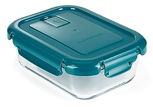 nutrifresh Airclip 650ml - Glass Food Container with Lid - Airtight Glass Meal Prep Storage Container - Leak Proof & BPA Free