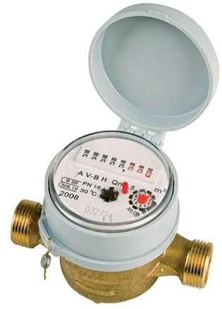NeHoPro Compteur d'eau divisionnaire avec capot eau froide, Laiton, 1520-COD, R80/R50, PN 16 bar, U0D0, MID 2004/22/CE, 0°C/+50°C