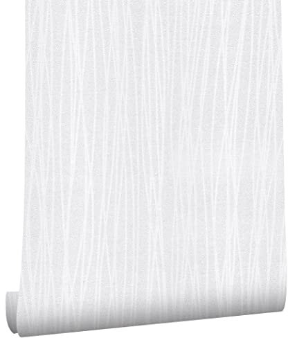 myforHD Papel Pintado Autoadhesivo 40cmX300cm Blanco Papel de Pared Papel Adhesivo para Muebles Vinilo PVC Impermeable Moderno Decoración de Paredes en Baño, Sala de Estar, Dormitorio