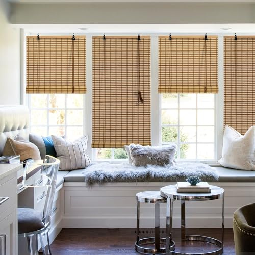 Cy.curtain bright Store Occultant,Store Bambou Intérieur,Protection Solaire Protection visuelle Store à enroulement à tirage latéral pour Fenêtres et Portes,60x220CM