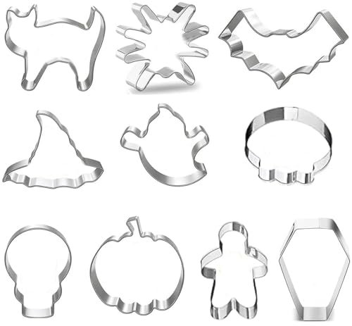 Ausstechformen Halloween Set,10 Stück Plätzchen Keksausstecher,Mini Edelstahl Linzer Ausstecher Set, Ideal für Familien-Backabende und festliche Keksdekoration (10)
