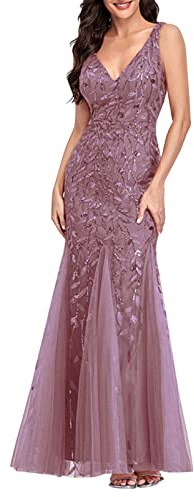Nidddiv Vestido largo de sirena para mujer, sin mangas, cuello en V, de encaje, vestido maxi, vestido de cóctel, vestido de cóctel de cintura alta, vestidos de encaje para boda, vestido de dama de