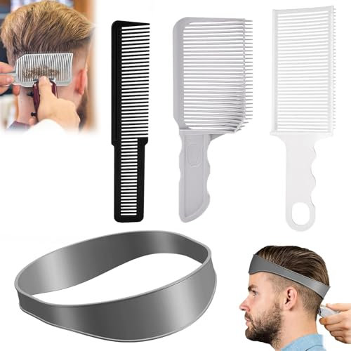 Haarschneidekamm Übergang, 3 Stück Haare Schneiden Übergang, Schablone Übergang Kamm Ergonomischer Griff Haarschneide Hilfe Ideal für Fade, Barber und Styling-Kamm mit 1 Haargummi geliefert
