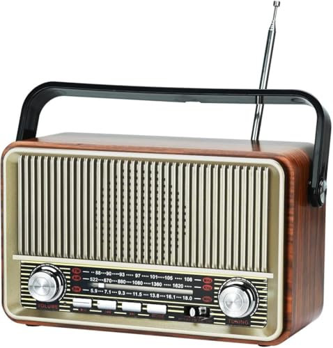 TOWEAR Portable FM AM Radio, Mains and Battery Radio for Home or Outdoor, Small Pocket with Excellent Reception, for Elderly, Easy to Use (Gold)