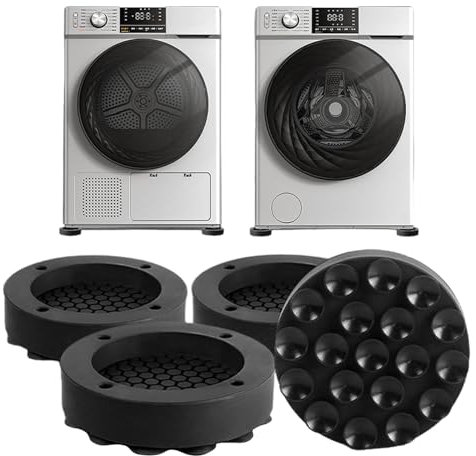 Amusingtao 4 Stück Waschmaschinen Unterlage, Antirutschmatte Waschmaschine, Schwingungsdämpfer Waschmaschine, Universal Vibrationsdämpfer Füße für Waschmaschine Trockner Kühlschrank (Schwarz)