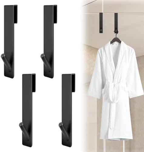 Haken Duschwand 4er Set - Edelstahl Duschhaken für Glaswand ohne Bohren, Haken Dusche Glaswand, Halterung für Duschabzieher Handtücher, Handtuchhalter Dusche Glaswand für Glasstärken von 6-12 mm