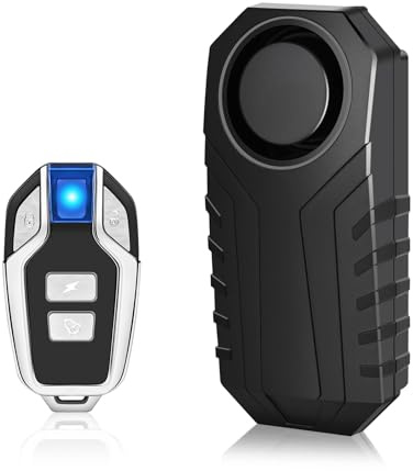Cruxer Fahrradalarm mit Fernbedienung, kabelloser Vibrations-Bewegungsmelder, Motorrad-Alarmsystem, Diebstahlschutz, laut, 113 dB, Einbruchzubehör für Mountainbike