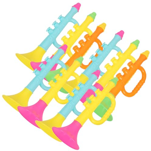 BESTonZON Juguete Trompeta Para Niños Pequeños, Set De 10 Piezas, Material Abs, Colores Aleatorios, Instrumento Musical Educativo, Generador De Ruido Para Fiestas y Eventos Deportivos