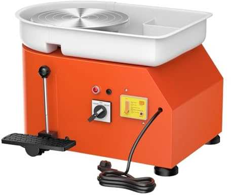Elektrisk Keramikhjulsmaskin Manuellt Handtag Och Fotpedal For Skola Keramiklera Bearbetning Gjutning DIY Hantverk 28cm 350W Precis Kontroll(Red)