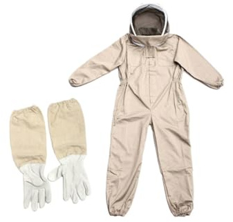 Luxshiny Protective Beekeeper Suit One-Piece Xxl with Gloves, Breathable and Sturdy Fabric for Apiculture and Hive Maintenance Random Color