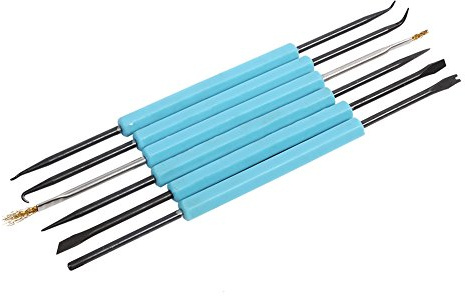Sxhlseller Outils Professionnels d'aide à la Soudure, Kit d'Outils de Réparation électronique Double Face 6 Pièces pour le Travail des Circuits Imprimés, avec Dissolvant de Copeaux, Brosse,