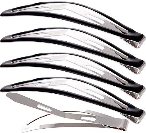 LONEEDY - Pack de 12 grandes barrettes à cheveux en métal verni, anti-glisse, barrettes longues pour femmes et filles