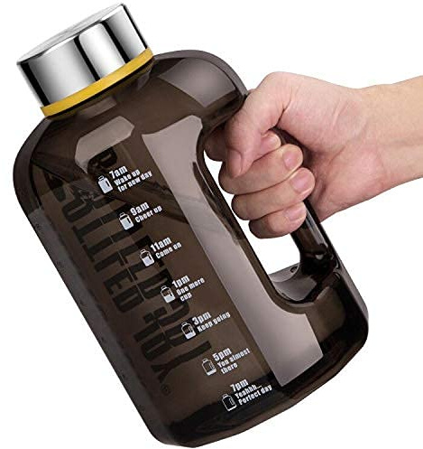 VENNERLI Water Bottles 2.2l Sports Water Bottle with Time Markings - BPA Free Xl Jug Leak Free Large with Handle Durable Reusable for Gym, Training, Hiking, Travel, Office, School