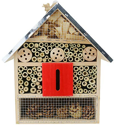 Sunnygalde Large Insect House Hand-Made Natural Wooden Insect House Garden Bug Hotel Perfect Home for Ladybugs/Mason Bees/Butterflies Live (11.8 x 8.4 x 4.8)