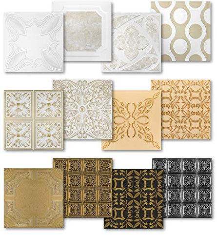 Dalles de plafond en polystyrène Hexim - grand choix 50x50cm XPS revêtement de mur et de plafond 2 m² dalles colorées décor formage NR.57.TB