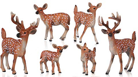 JOKFEICE Deer Toys - 6pcs Realistic Deer Woodland Animals Figurines - Early Educational Toys, Birthday Cake Topper for Kids