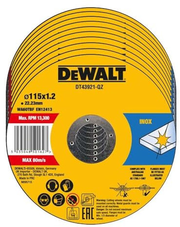 DT43921 Metal Cut Off Disc 115 x 1.2 x 22.23mm (Pack 10)