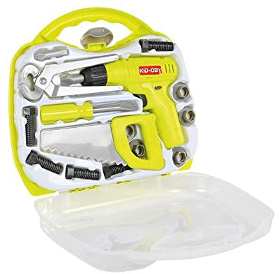 KID-OBY : Valise d'Outils de Bricolage pour Enfant - 16 Pièces (Scie, Perceuse, Tournevis, Pinces) - Jouet Réaliste - 3 Ans et Plus - 813092