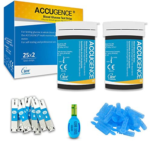 ACCUGENCE Blood Glucose Test Strips 50pcs With 50 Lancets Blood Sugar Test Strip (Suitable for ACCUGENCE PM900)