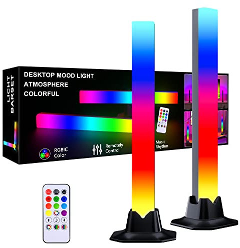 MIWATT DS 32CM LED Light Bar RGBIC Lamp (2 Pack, Z Series) - Rainbow Smart Lighting with Remote, Perfect for PC, TV, Gaming Setup