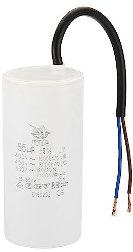 PATIKIL CBB60 55uf Running Capacitor,1Pcs AC 450V 2 Wires 50/60Hz Cylinder 105x49mm for Water Pumps, Washing Machines Motor Start