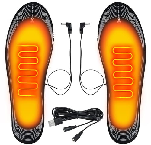 FORMIZON Beheizbare Einlegesohlen, USB Wiederaufladbare Heizeinlagen, Beheizte Einlegesohlen Waschbar und Wiederverwendbar, Winterfußwärmer für Männernd und Frauen, Schneiden Größe: 35-44