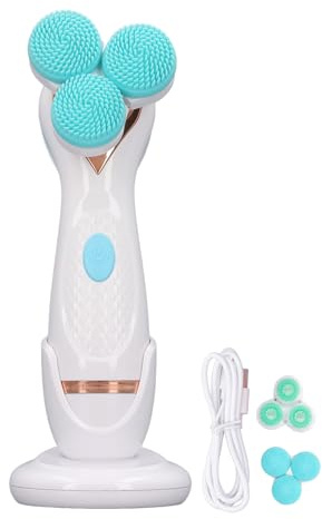 Spazzola Elettrica per la Pulizia del Viso con 3 Testine Interchangeabili, Spazzolino Esfoliante USB Ricaricabile per Pelli Sensibili, Scrubber in Silicone Rotante Detergente Portatile per Viso