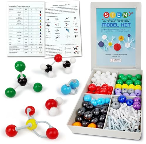 EVOTECH SCIENTIFIC Scientific Chemistry Molecular Model Kit (240 unidades), Química Orgánica e Inorgánica para Aprendizaje de Maestros y Estudiantes, Nuevo 2024