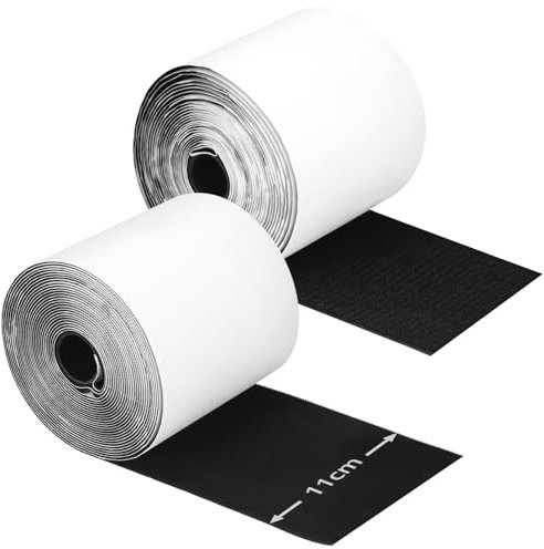 QWORK® 11cm x 6M Cinta gancho y bucle fuerte con adhesiva, Solución antideslizante para cojines, colchones y alfombras de sofá