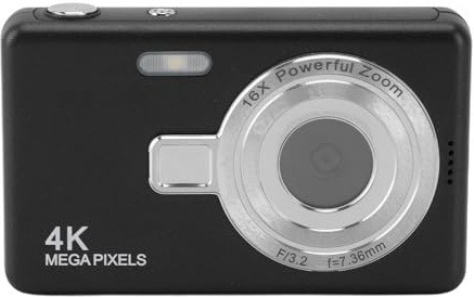 Digitalkamera, 50MP 1080P 16X Digital Zoom Autofokus Vedio-kamera med 2,4-tums Skärm, Kompakt Anti-shake-vloggningskamera för Studenter Barn (Svart)