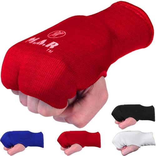 MAR | Red Karate Training Mitts, Slip-On Elasticated Design, MMA Hand Protection, Muay Thai, Kickboxing, Martial Arts Gear (XL)