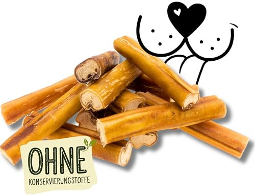 Naturbiss Ochsenziemer für Hunde 15 cm – 12 Stück, 100% natürlich luftgetrocknet, Harter Kausnack, lecker Knabberspaß für Hunde jeder Größe - ohne künstliche Zusätze