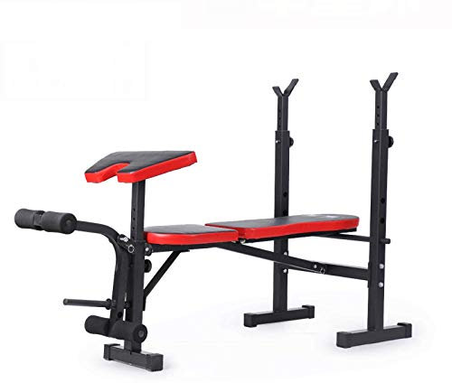PUFAHAU Großer Kniebeugenständer, Multifunktions-Hantelbank, faltbar, Sport- und Fitnessgeräte, verstellbar, Standard-Krafttrainingsbett, Langhantel-Hantelständer