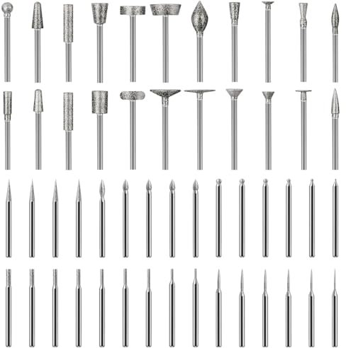 52 Pezzi Frese Diamantate Set, Punte Per Trapano Rivestite Diamantate Con Gambo Da 3mm Per Utensili Rotanti Per Lucidatura, Incisione Su Vetro, Pietre Preziose, Giada E Perforazione di Perle