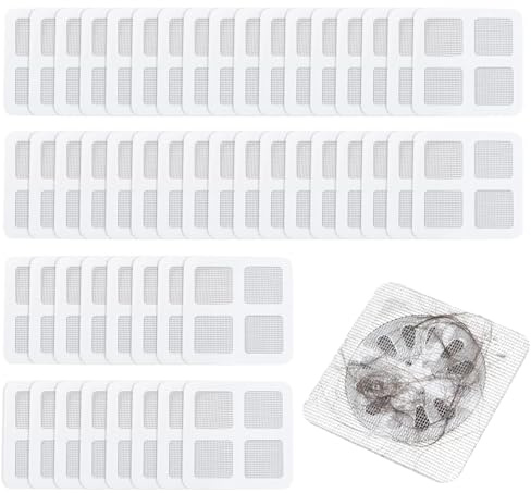 50 Pcs Disposable Shower Drain Hair Catcher, Mesh Hair Drain Catcher, Floor Drain Sticker, Mesh Sticker Anti - Clogging Filter Sink Strainer, for Kitchen, Bathroom, Bathtub, Laundry(10 × 10CM)