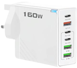 Multi 6-Port USB C Charger Plug Adaptor UK, Triple Port PD Power Adapter + QC Wall Charger, USB Type C Charging Plug Hub for All Smartphone (White)