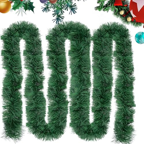 ComPDCVD Guirnalda Navidad 10 m Guirnalda de Abeto Navideño Decoración Navideña Christmas Garland Guirnaldas Abeto Navidad Guirnaldas Navidads Pino Adecuado para Chimeneas Escaleras y Puertas