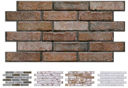 COMSTICKC Panneaux Muraux 3D Adhesif Brique, Brun, 12 Pièces, Dalle PVC Adhesive Murale, Papier Peint 3D, Revêtement Mural 3D, 58 x 30 CM, Pour Salon, Chambre, Cuisine et Décoration Intérieure | Texture 3D réaliste Panneau mural autocollant PVC léger