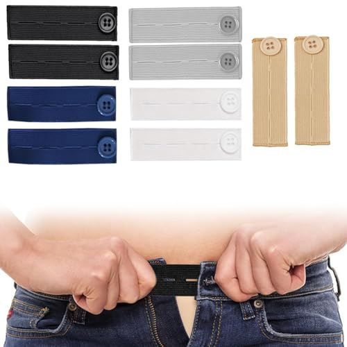 SWYZOR 10 Pièces Boutons d'Extension Élastiques pour Pantalons,Extenseurs de Taille Réglables,Rallonge Pantalon,Rallonges de Ceinture pour Jeans et Pantalons,Accessoire Confortable pour Homme et Femme