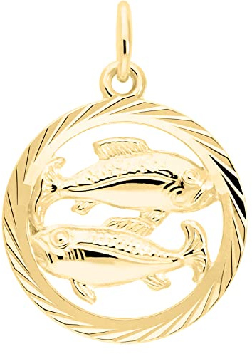 My Gold Damen Herren Kinder Anhänger Sternzeichen Fische Gold 333 (Ohne Kette) Echtes Gelbgold (8 Karat) Ø 15mm Rund Gavno A-04433-G302-Fis