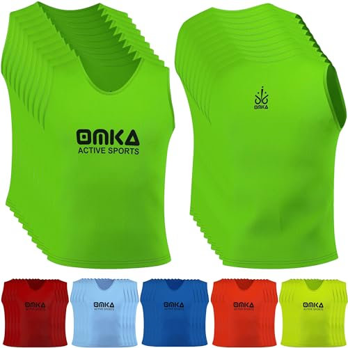 OMKA 10 Stück Fußball Leibchen Trainingsleibchen Markierungshemd Fußballleibchen für Kinder Jugend und Erwachsene, Farbe:Grün, Bibs:Senior (L)