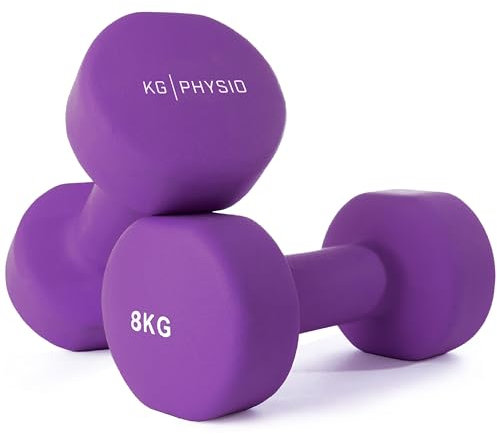 KG Physio Hantelset mit A3-Übungsposter - Neopren Kurzhanteln 2er Set - Fitness Gewichte aus Gusseisen - Gewichte Hantel Set, Schweißabweisendes Kurzhantelset für Frauen und Männer - Hanteln 1kg-10kg