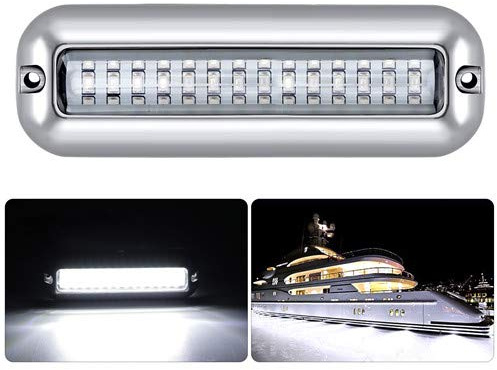 Kawell 42 LED Boat Lights Waterproof IP68 Stainless Steel Underwater Pontoon Marine Light Stern Boat Navigation Lights Drain Fish Boat Transom Lights(White)