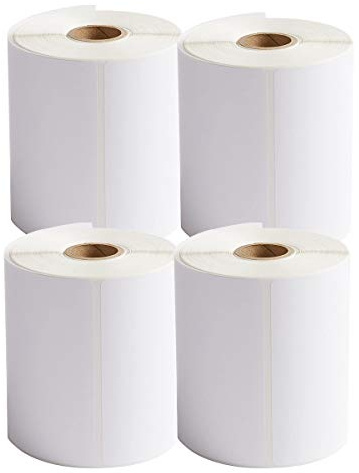 4 Rolls 1000 Labels Direct Thermal Labels Blank White 4 x 6(101mm x 152mm) 250 per Rolls of Thermal Address Shipping Label Package for Printers
