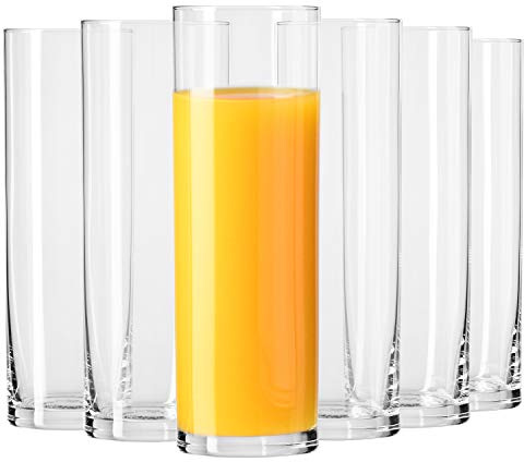 Krosno Tall Drinking Glasses Set of 6 – 6.8 oz Highball Glasses for Water, Juice & Drinks, Clear Glassware, Balance Collection, Elegant Everyday Tumblers, Dishwasher Safe, Made in Europe