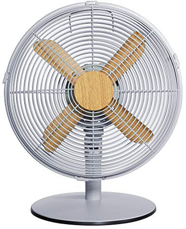 Russell Hobbs RHMDF1201WDG 12 Inch Scandi Electric Desk Fan, 3 Speed Settings, Oscillating Fan and Adjustable Tilt, 45W, Grey and Wood Effect
