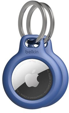 Belkin AirTag Hülle mit Schlüsselanhänger (Secure Holder Schutzhülle für Air Tag, Accessoire mit Kratzschutz), 2er-Pack, Blau