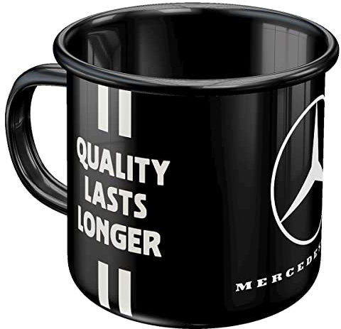 Nostalgic-Art Retro Emaille-Tasse, 360 ml, Daimler Truck – Drivers Only – Geschenk-Idee für Trucker, Original Lizenzprodukt (OLP), Camping-Becher, Vintage Design